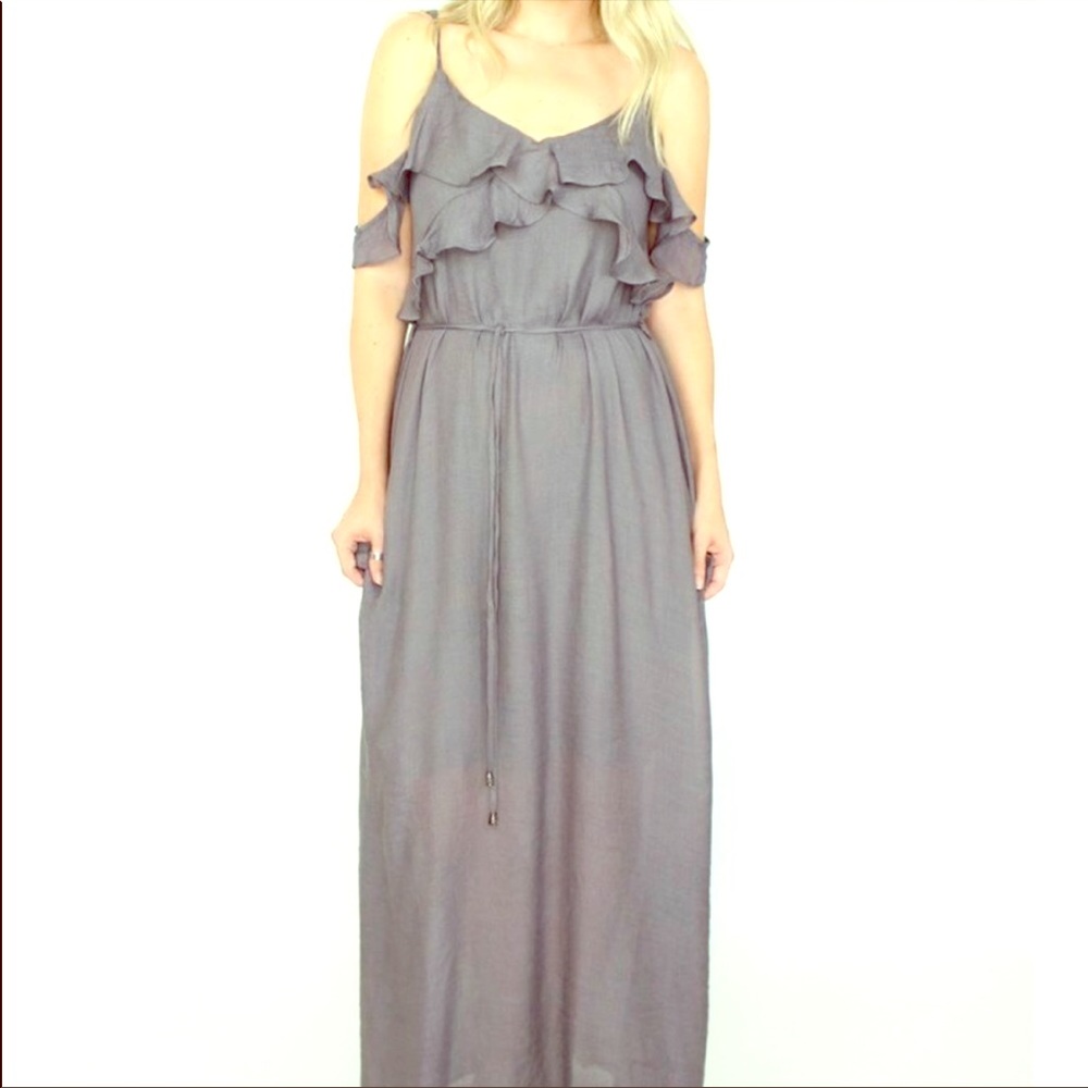 BNWT tie waste off shoulder maxi dress